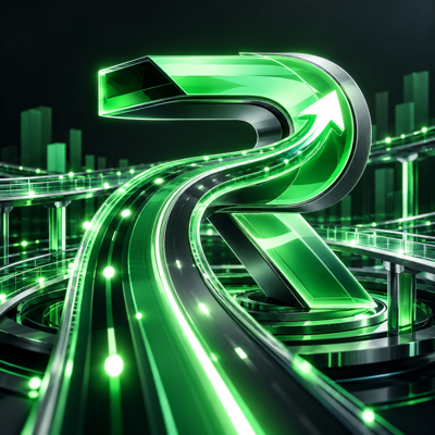 RouteCapacity glowing green routing symbol